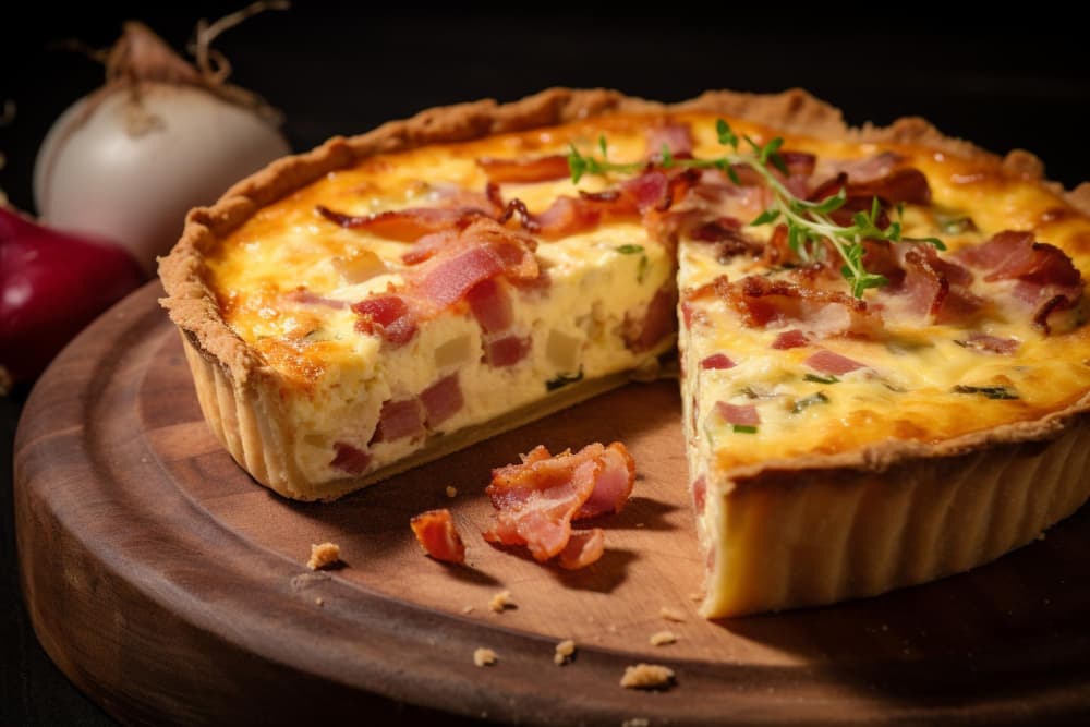 Quiche Lorraine avec une riche garniture