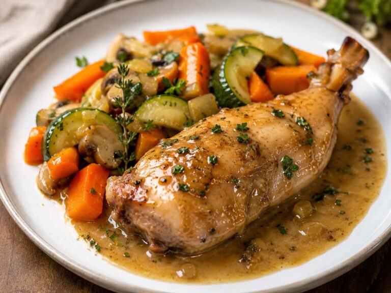 Plat de lapin aux légumes rôtis